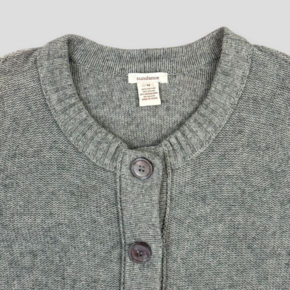 Sundance Women's Cardigan Sweater Gray Buttons Cotton Merino Wool Size Medium - Picture 3 of 6